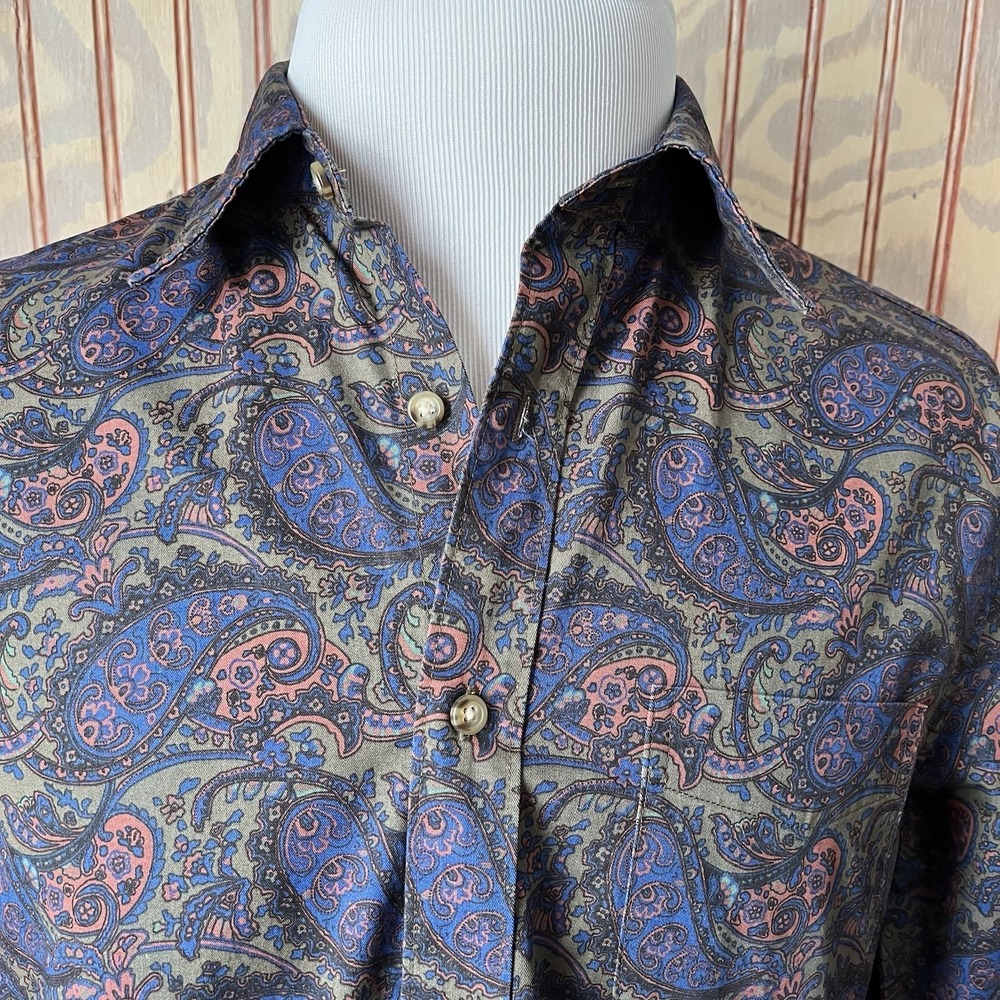 NWT J. Crew Paisley Button Down Shirt Blue Pink Preppy Classic Fit Men's Size M